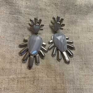 Blue Agate and Silver Kendra Scott Earrings